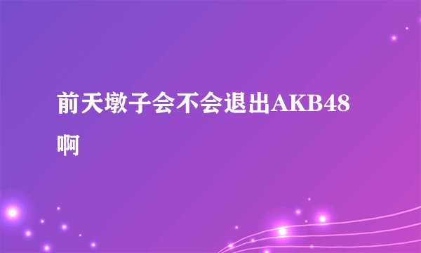前天墩子会不会退出AKB48啊