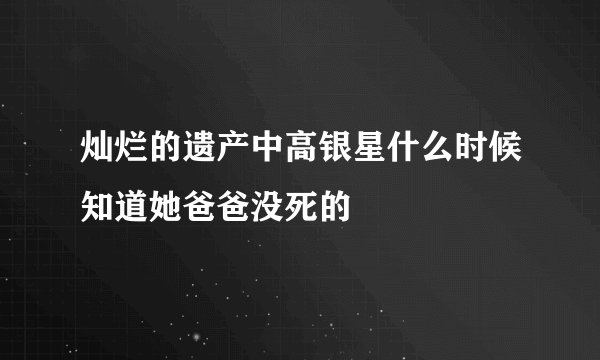 灿烂的遗产中高银星什么时候知道她爸爸没死的