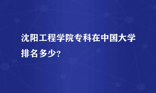 沈阳工程学院专科在中国大学排名多少？