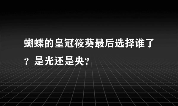 蝴蝶的皇冠筱葵最后选择谁了？是光还是央？