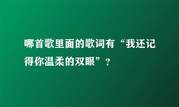 哪首歌里面的歌词有“我还记得你温柔的双眼”？