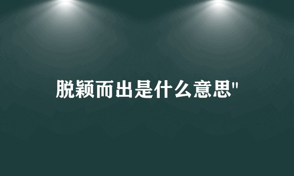 脱颖而出是什么意思