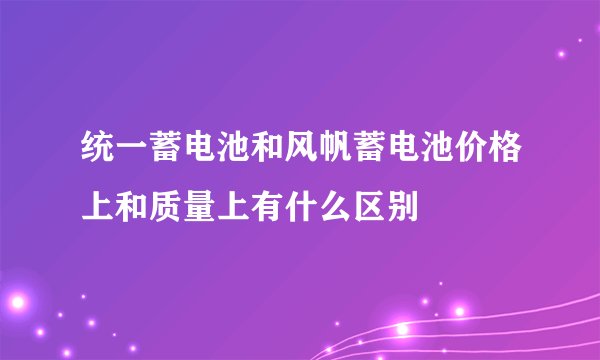统一蓄电池和风帆蓄电池价格上和质量上有什么区别