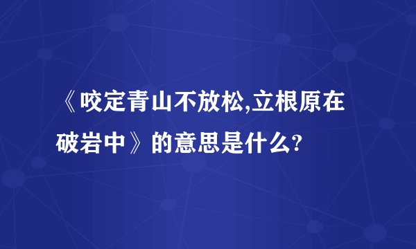 《咬定青山不放松,立根原在破岩中》的意思是什么?