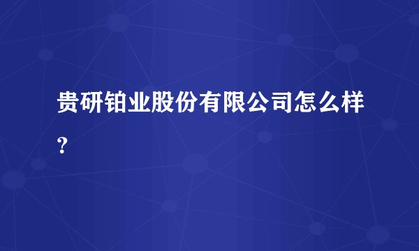 贵研铂业股份有限公司怎么样？